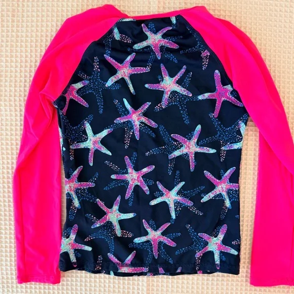 Lands' End Kids Starfish Swim Shirt - Pink and Navy - Picture 4 of 4